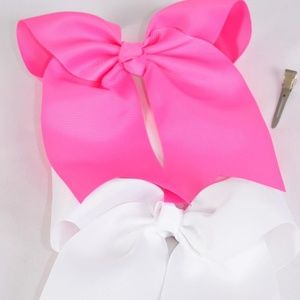 White and Pink Large Bows with Tails